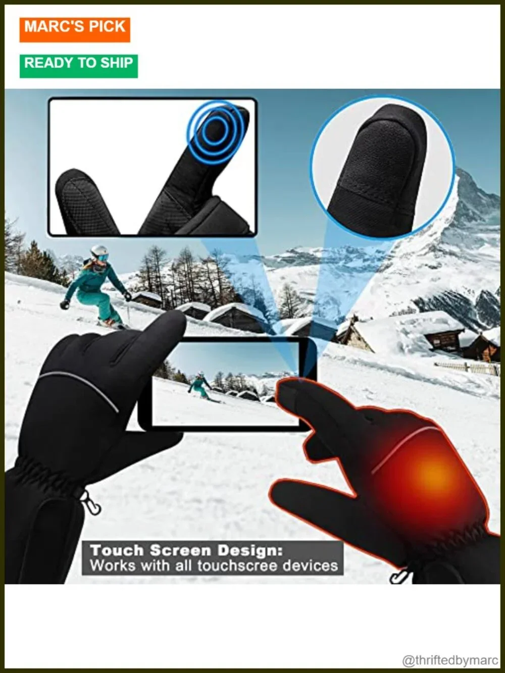 Rechargeable Heated Gloves - Battery Powered Touchscreen Waterproof Windproof